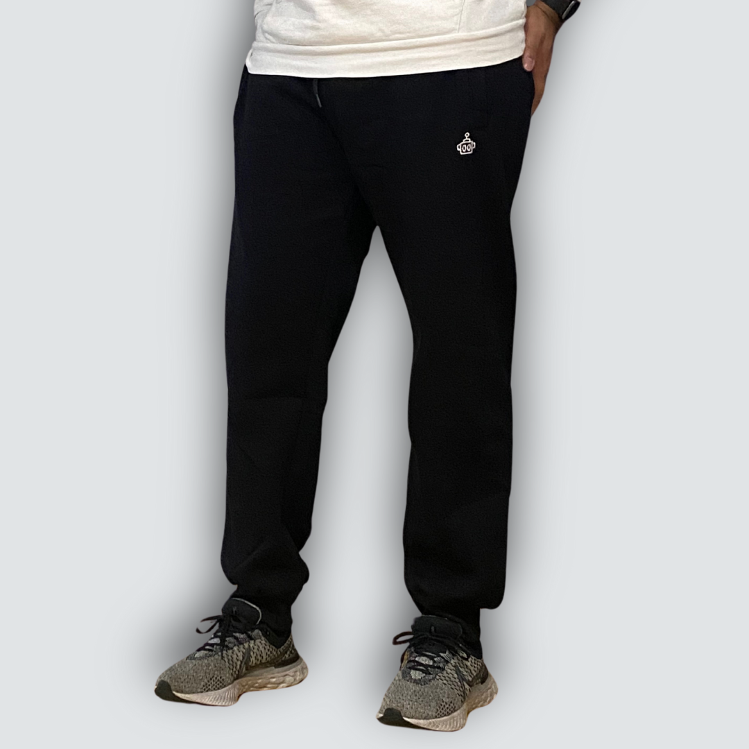 Jet Black Men s Trackies Bright White Logo Techi Apparel